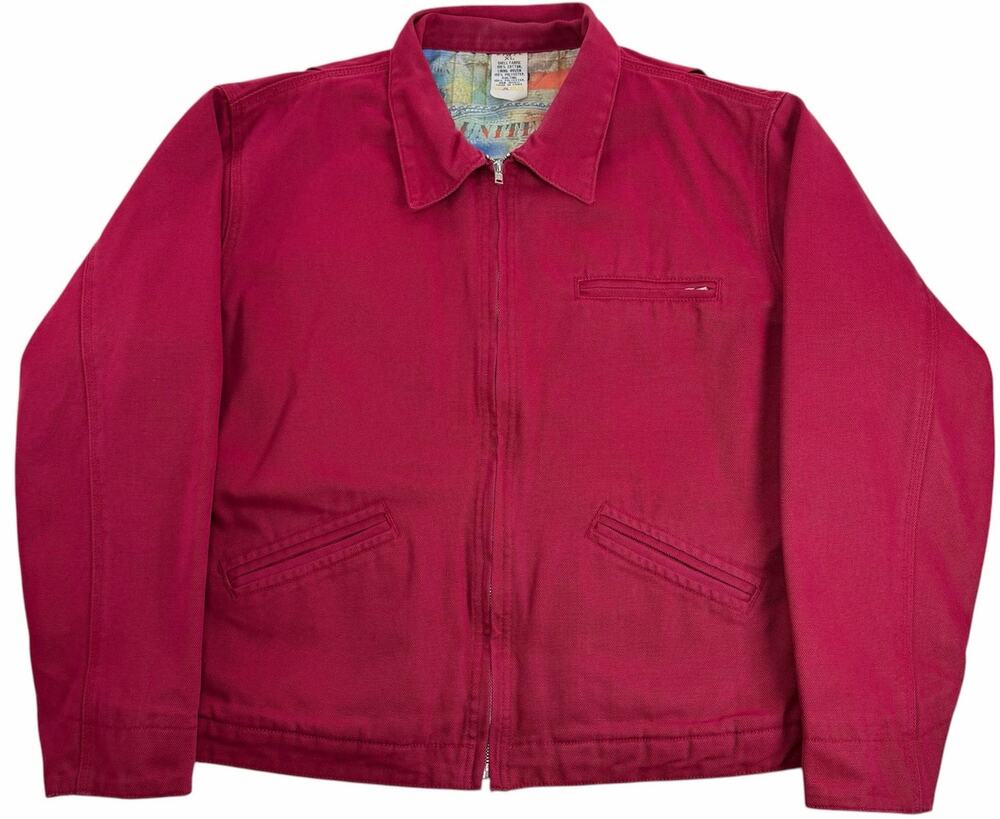 Vintage Women's Ethyl Red Detroit Quilted Canvas Work Jacket Full Zip Women's XL